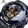 Forsining 180 Tourbillion Fashion Black Golden Clock Multi Function Display Mens Automatic Mechanical Watches 2020 NEW